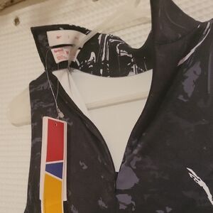 Reebok Black and Red Asymmetrical Sleeveless Tank Top